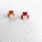 Checkered Tortoise Shell Post Earrings