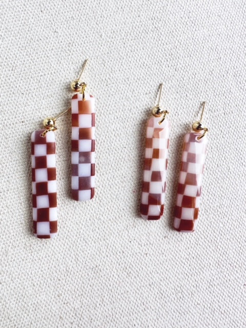 Checkered Tortoise Shell Earrings