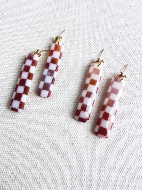 Checkered Tortoise Shell Earrings