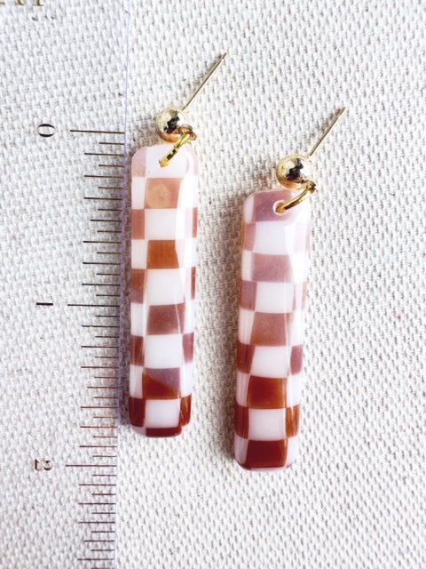 Checkered Tortoise Shell Earrings