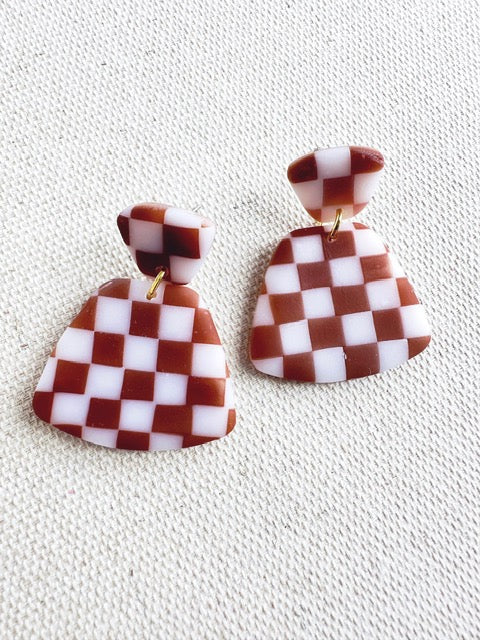 Checkered Tortoise Shell Earrings