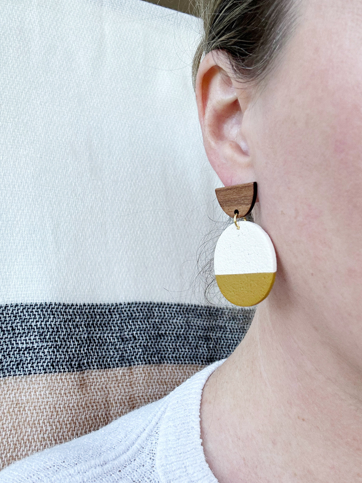 Two-Tone Circle Dangle Earrings