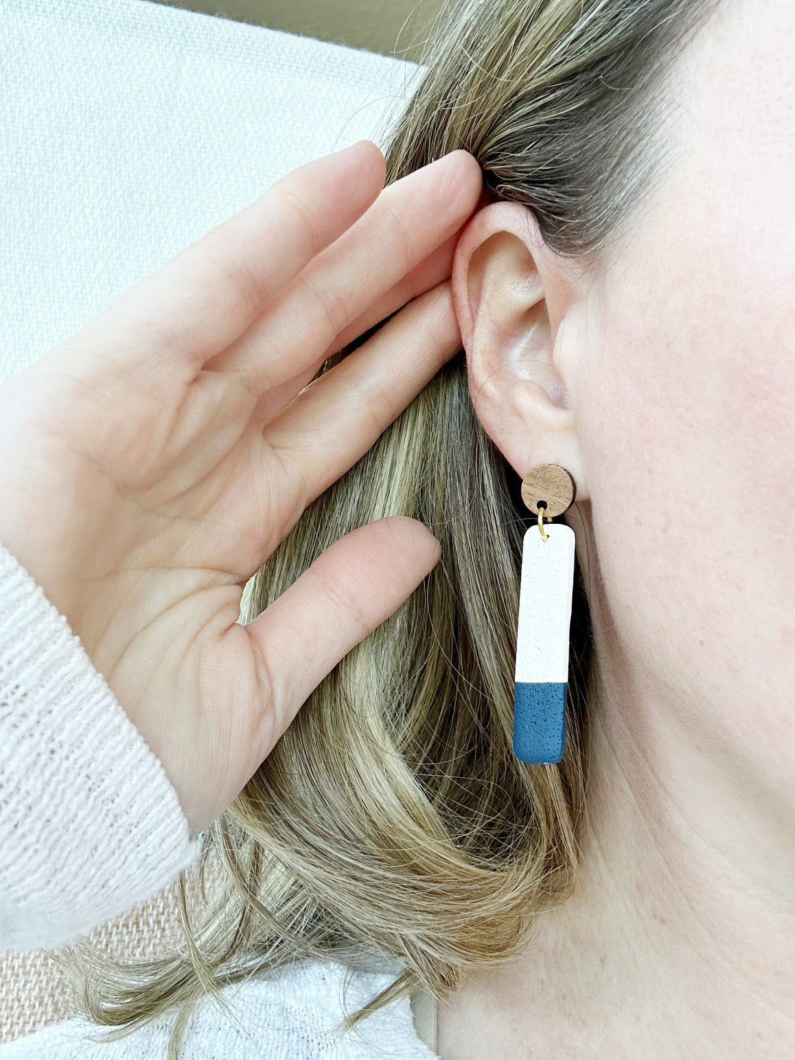 Two-Tone Long Rectangle Dangle Earrings