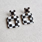 Vintage Checkered Square Dangle Earrings