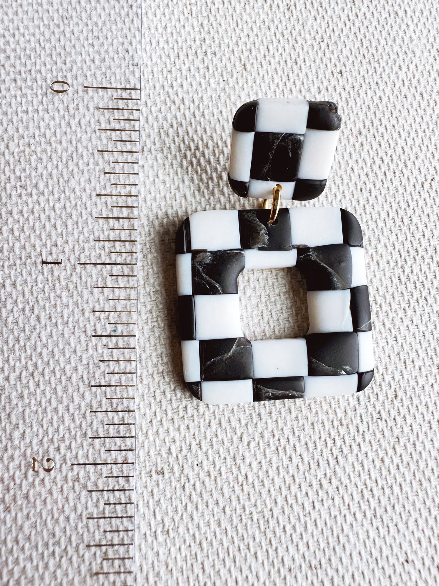 Vintage Checkered Square Dangle Earrings