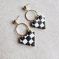Vintage Checkered Dangle Earrings