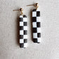 Vintage Checkered Dangle Earrings