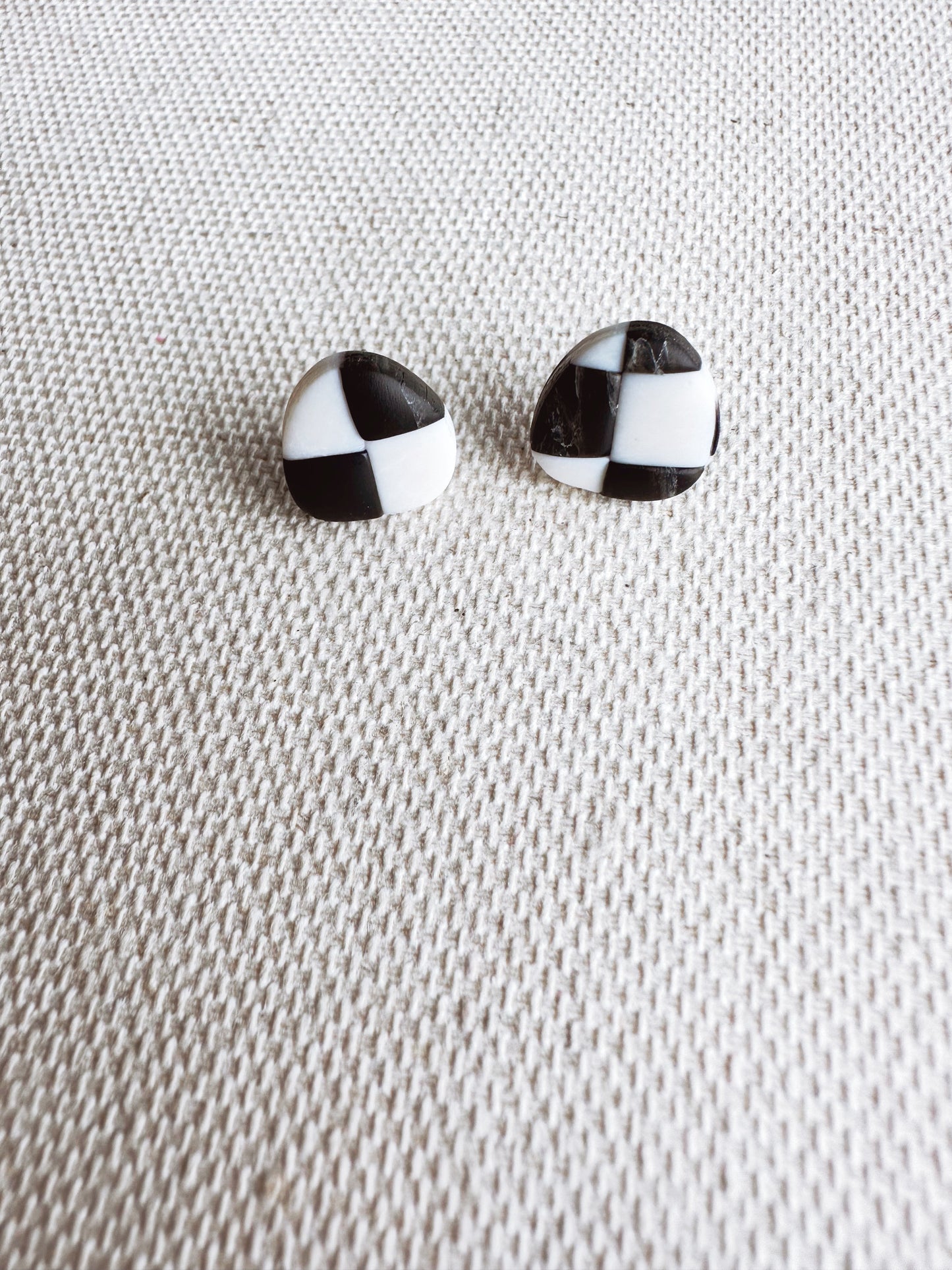 Vintage Checkered Post Earrings