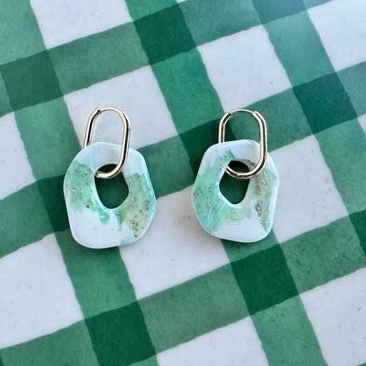Huggie Hoop with Marble charm dangle