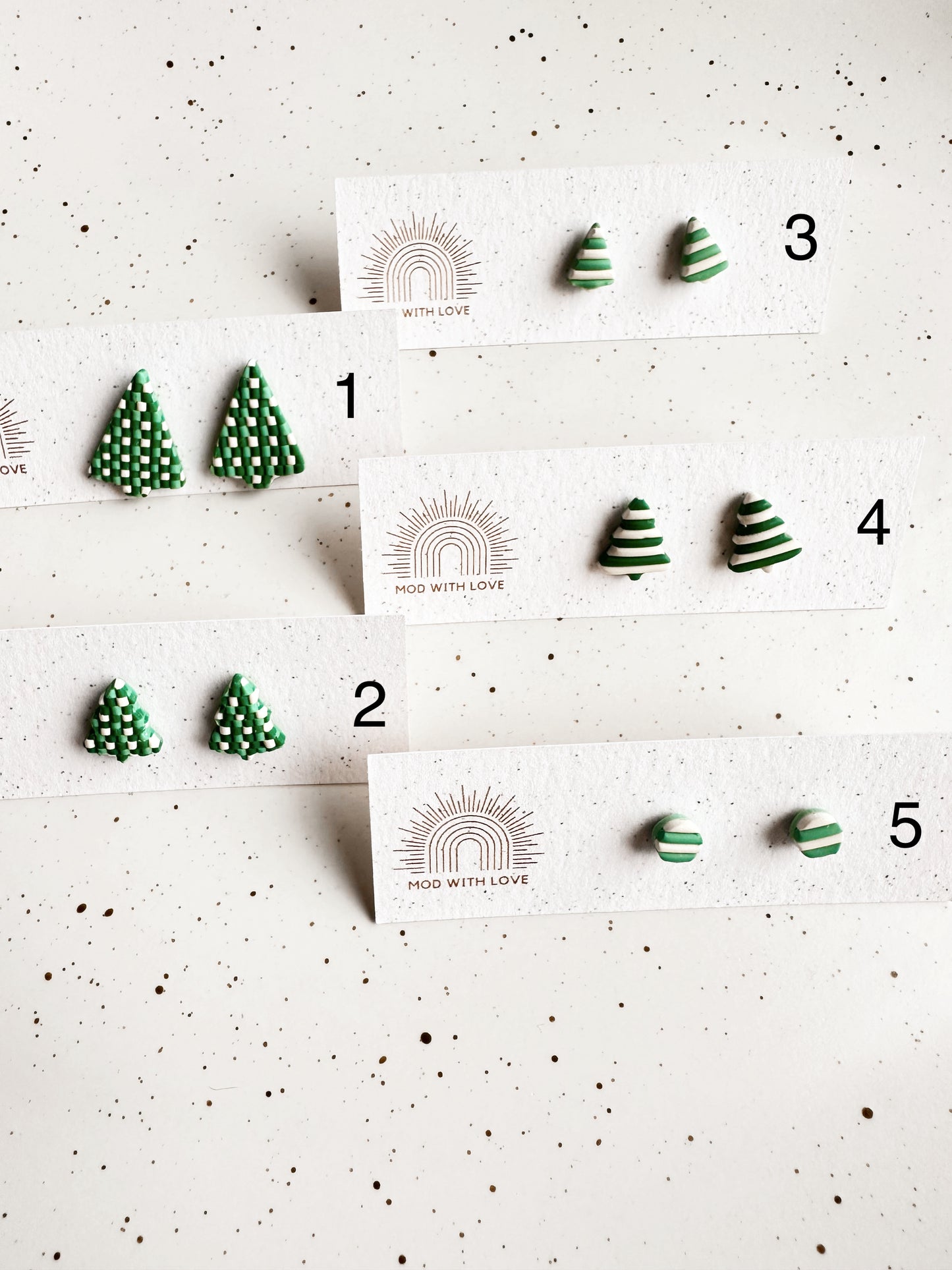 Striped and Checkered Christmas Tree Studs