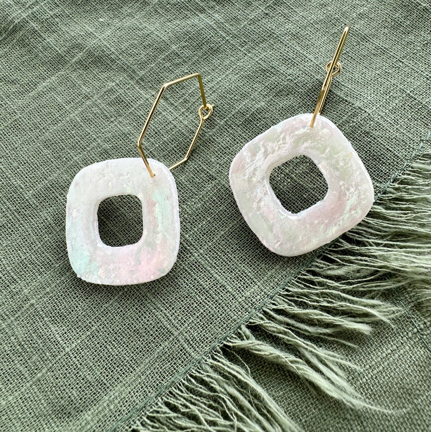 Hexagon Hoop with Opal Dangle