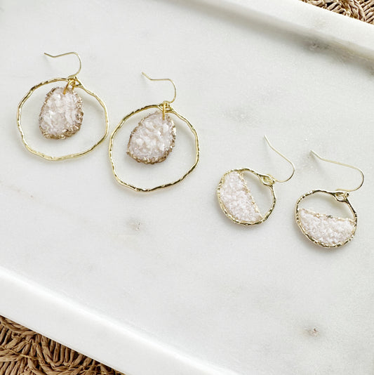 Opal Druzy Hoops