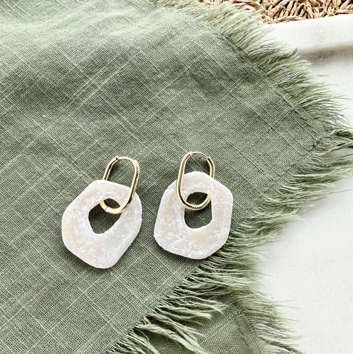2-in-1 Huggie Hoop with Opal Charm Dangle