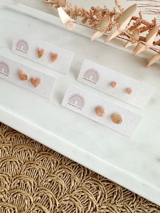 Pink Marbled Studs