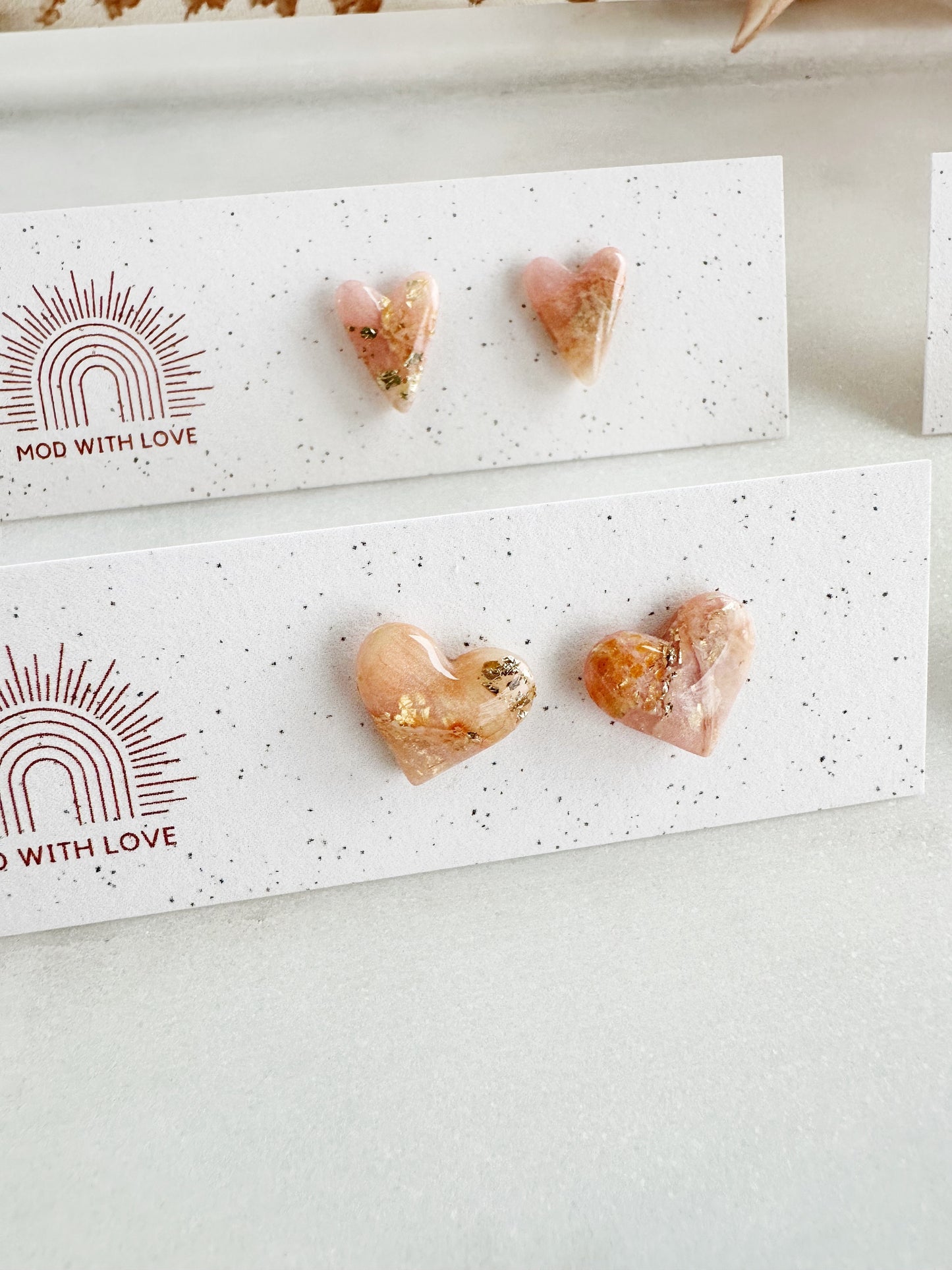 Pink Marbled Studs