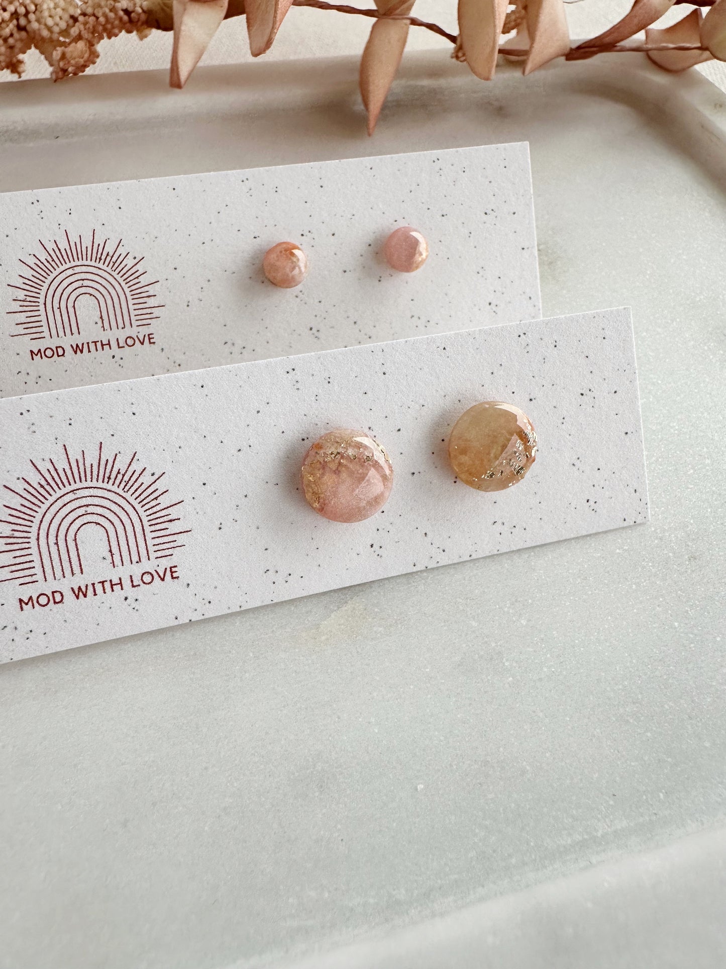 Pink Marbled Studs