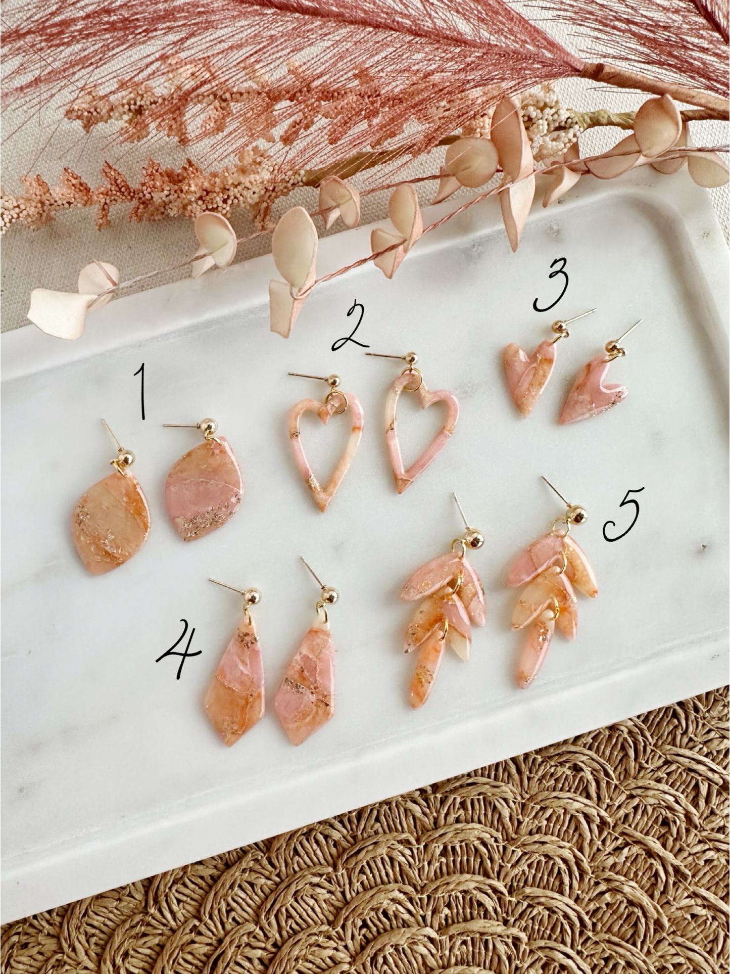 Pink Marbled Dangles